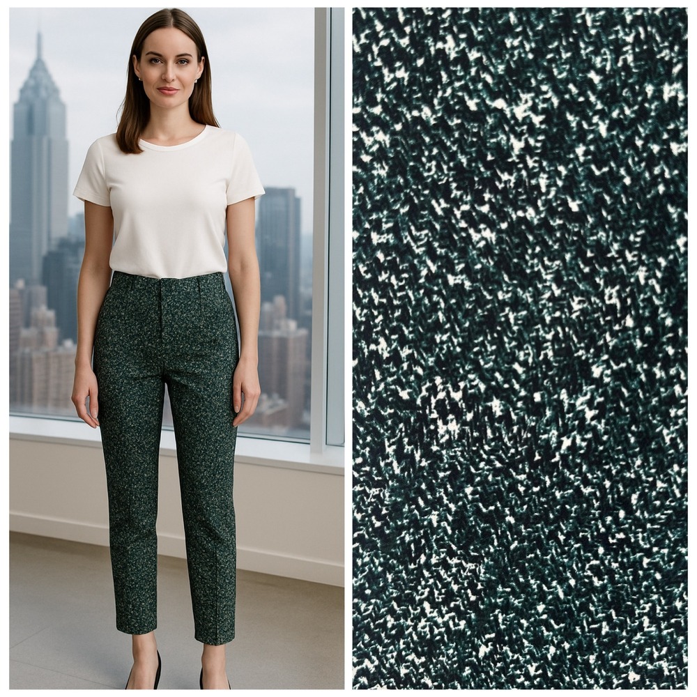 ZARA Green Black White Textured Ankle Pants Women's‎ M Office Career Workwear